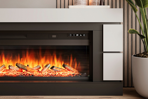 Каминокомплект Modern - Белый с черным с очагом Crystal 36 RF (выставочный образец)_19